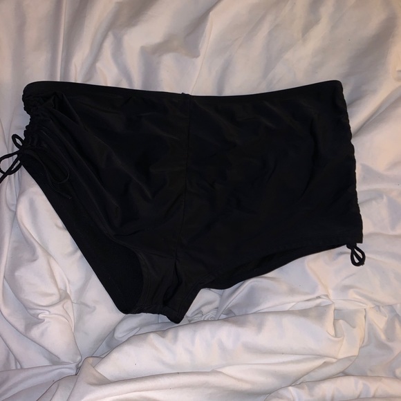 Black Swim Shorts with Adjustable Ruched Sides - Picture 6 of 7